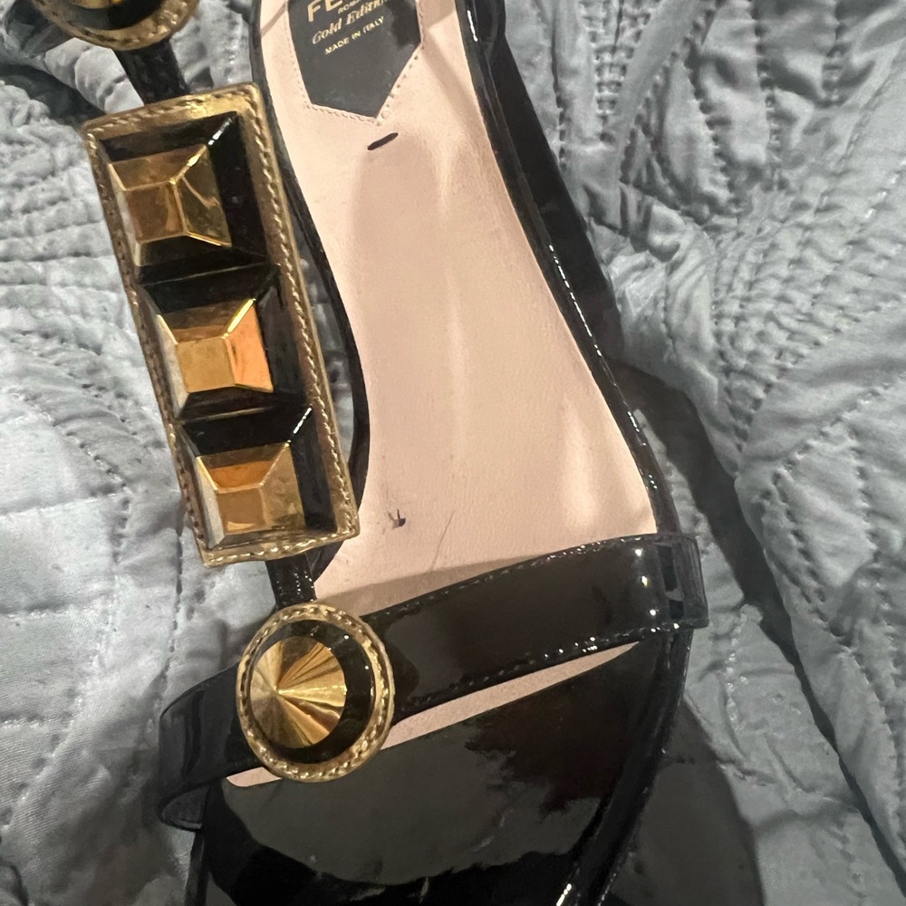 Fendi Women's Black and Gold Sandals - Picture 2 of 10
